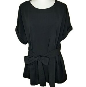 Worthington Woman Black Belted Peplum Blouse Plus Size 0X
